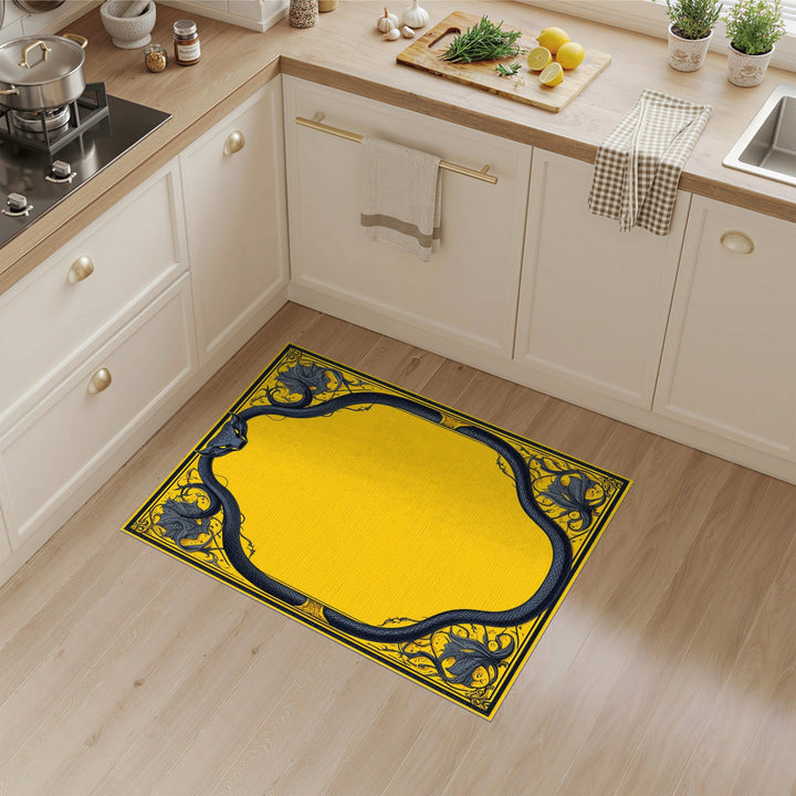Black Serpent Yellow Area Rug