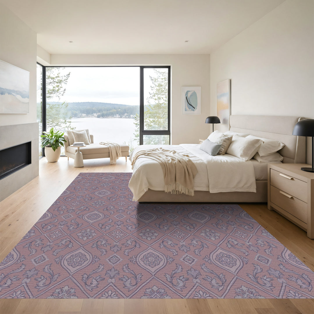 Dusty Rose Medallion Vine Repeat Rug