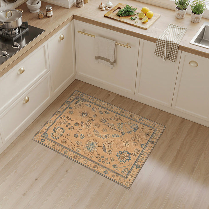 Beige Floral Vintage Area Rug