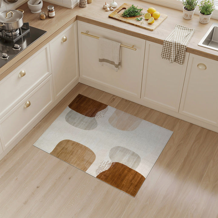 Brown and Tan Organic Brown Abstract Area Rug