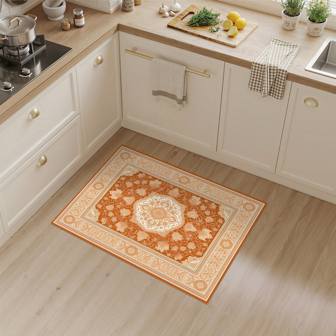 Orange Persian Floral Medallion Orange Area Rug