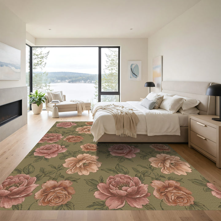 Vintage Rose Blossom Garden Rug