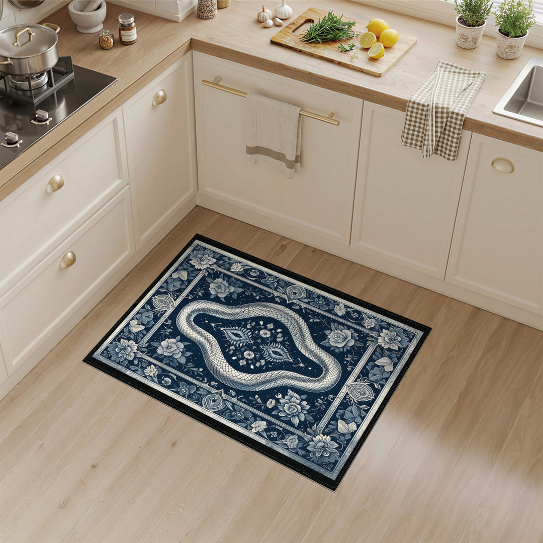 Blue Serpent Floral Area Rug