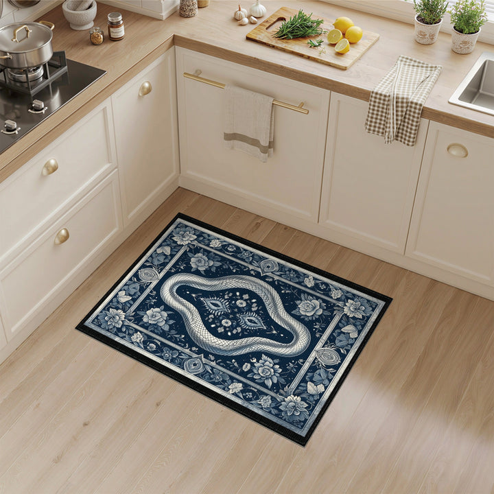 Blue Serpent Floral Area Rug