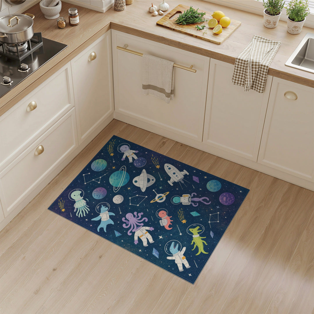Space Animals Kids Area Rug