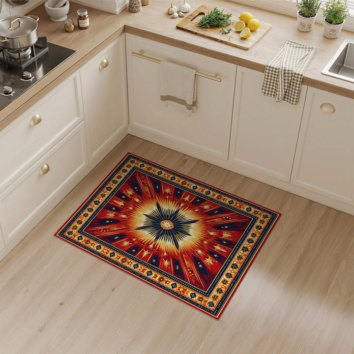 ODIKA Radiant Red Starburst Area Rug