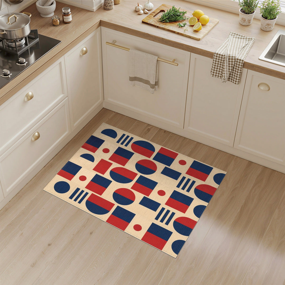 Bold Red Navy Geometric Area Rug