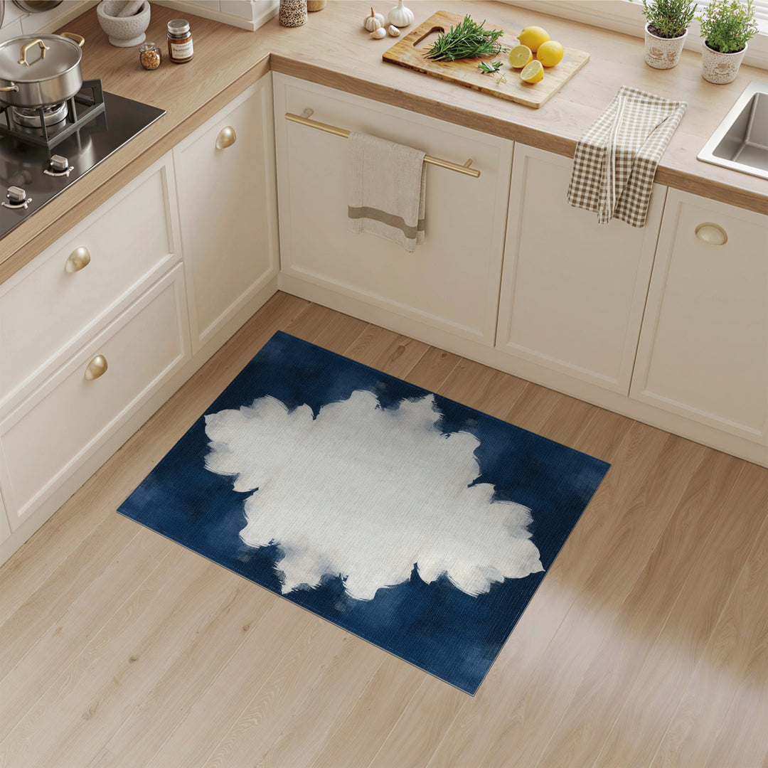 Navy Blue Abstract Medallion Rug