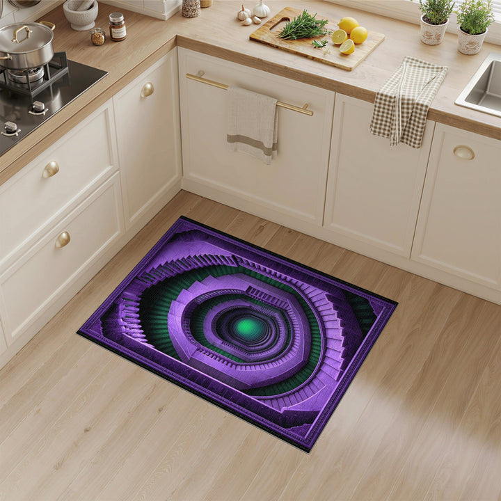 Purple Geometric Spiral Staircase Area Rug