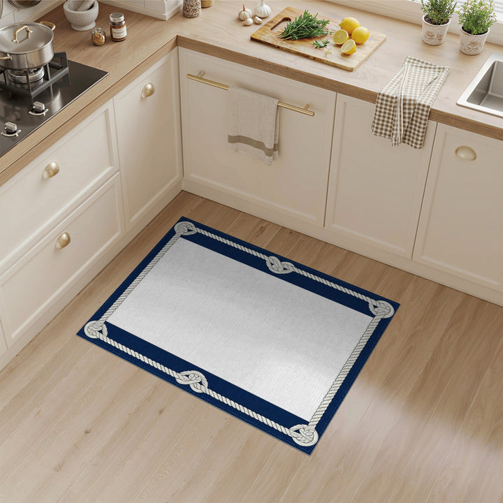 Nautical Rope Knot Navy Coastal Area Rug