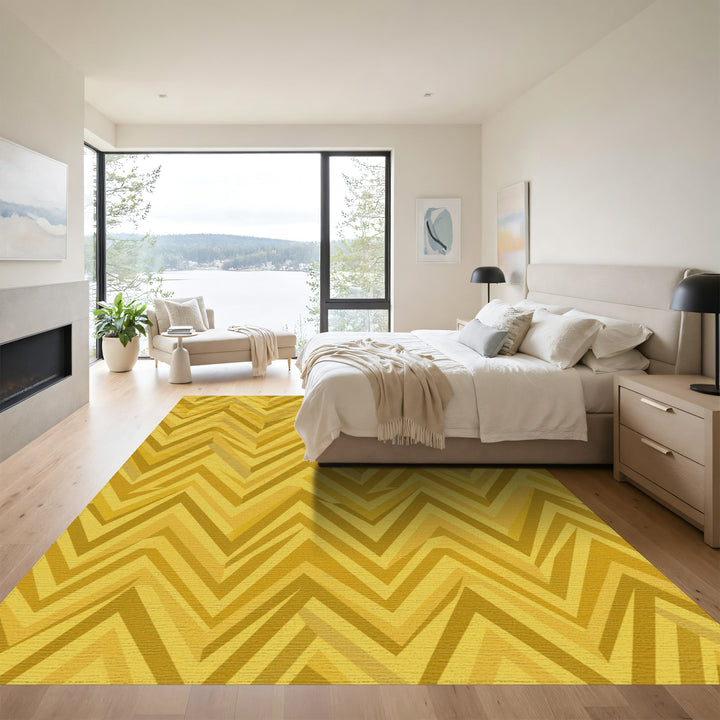 Golden Mustard Chevron Stripes Rug