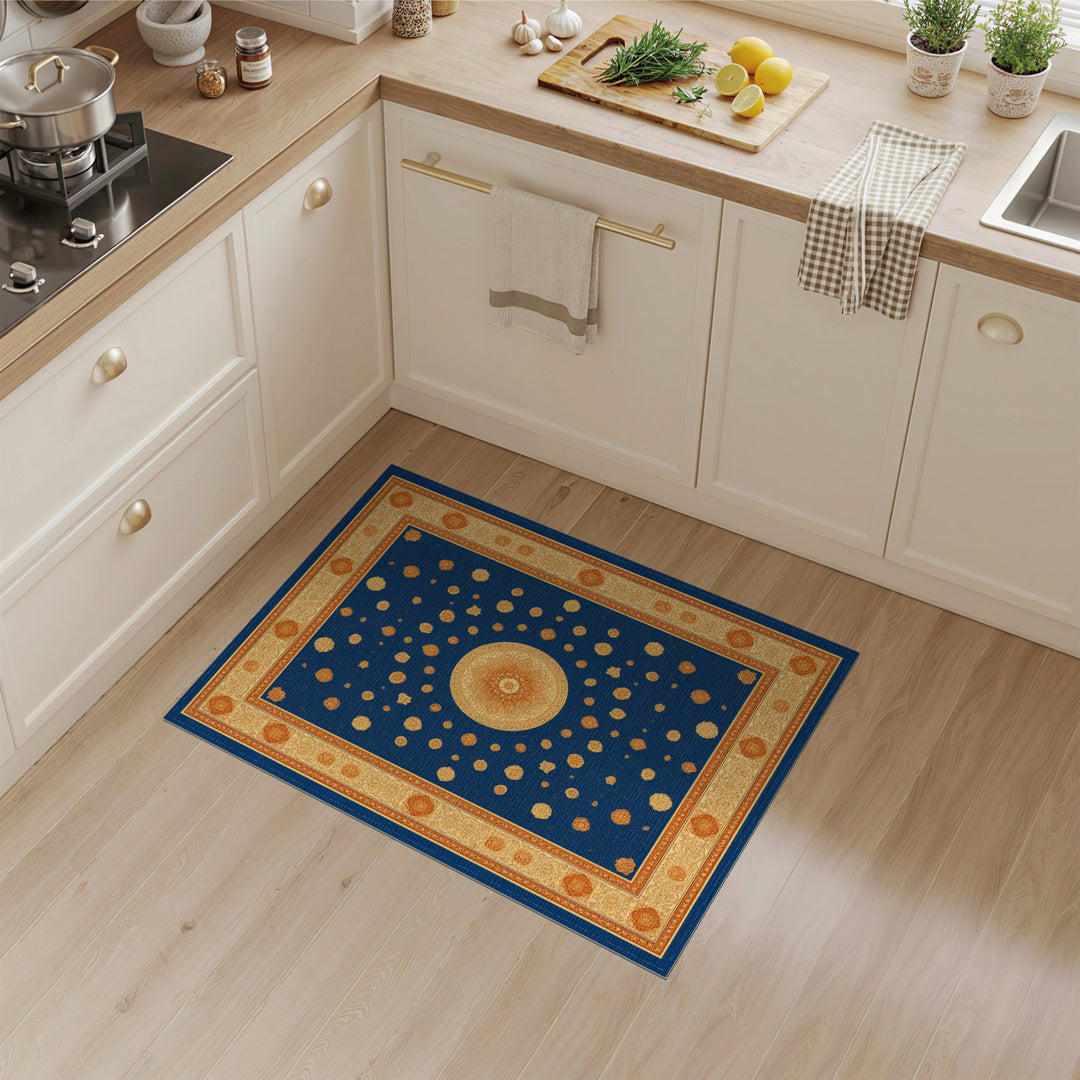 Blue Gold Mandala Area Rug
