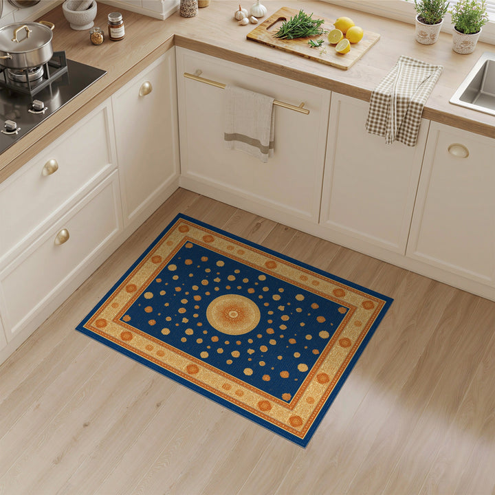 Blue Gold Mandala Area Rug