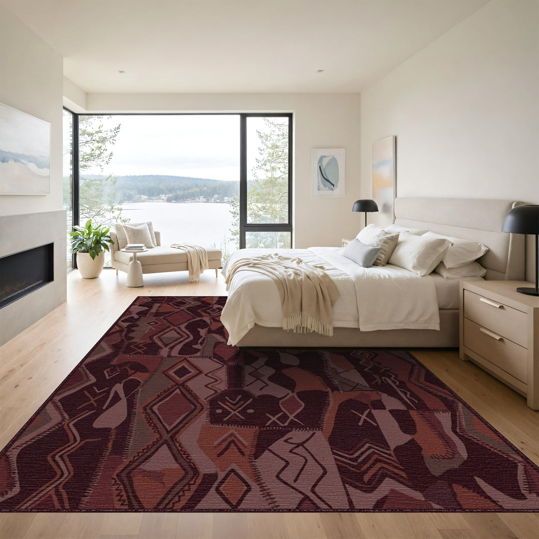 Earthy Patchwork Tribal Diamond Rug