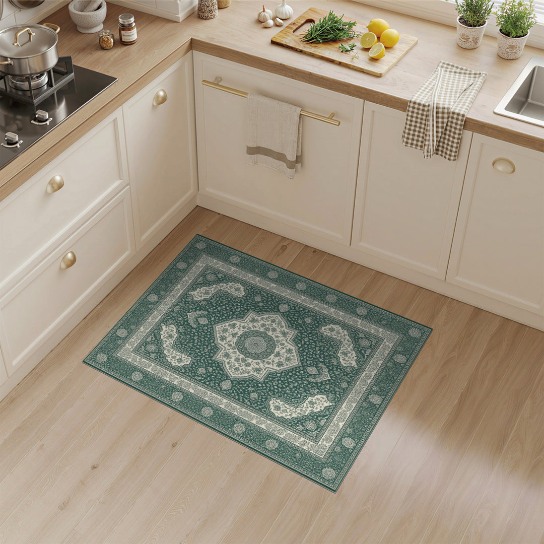 Teal Persian Medallion Area Rug