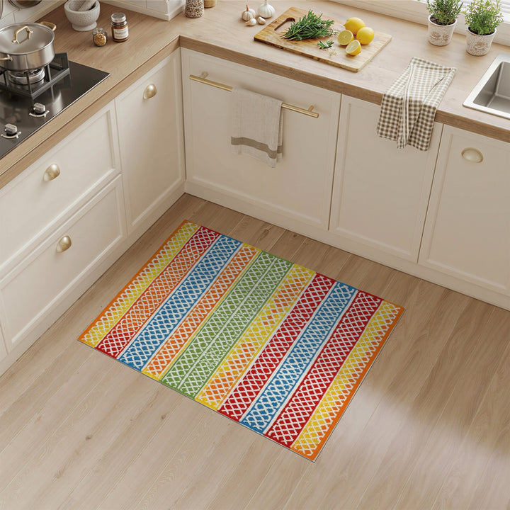 Vibrant Multi-Color Lattice Area Rug