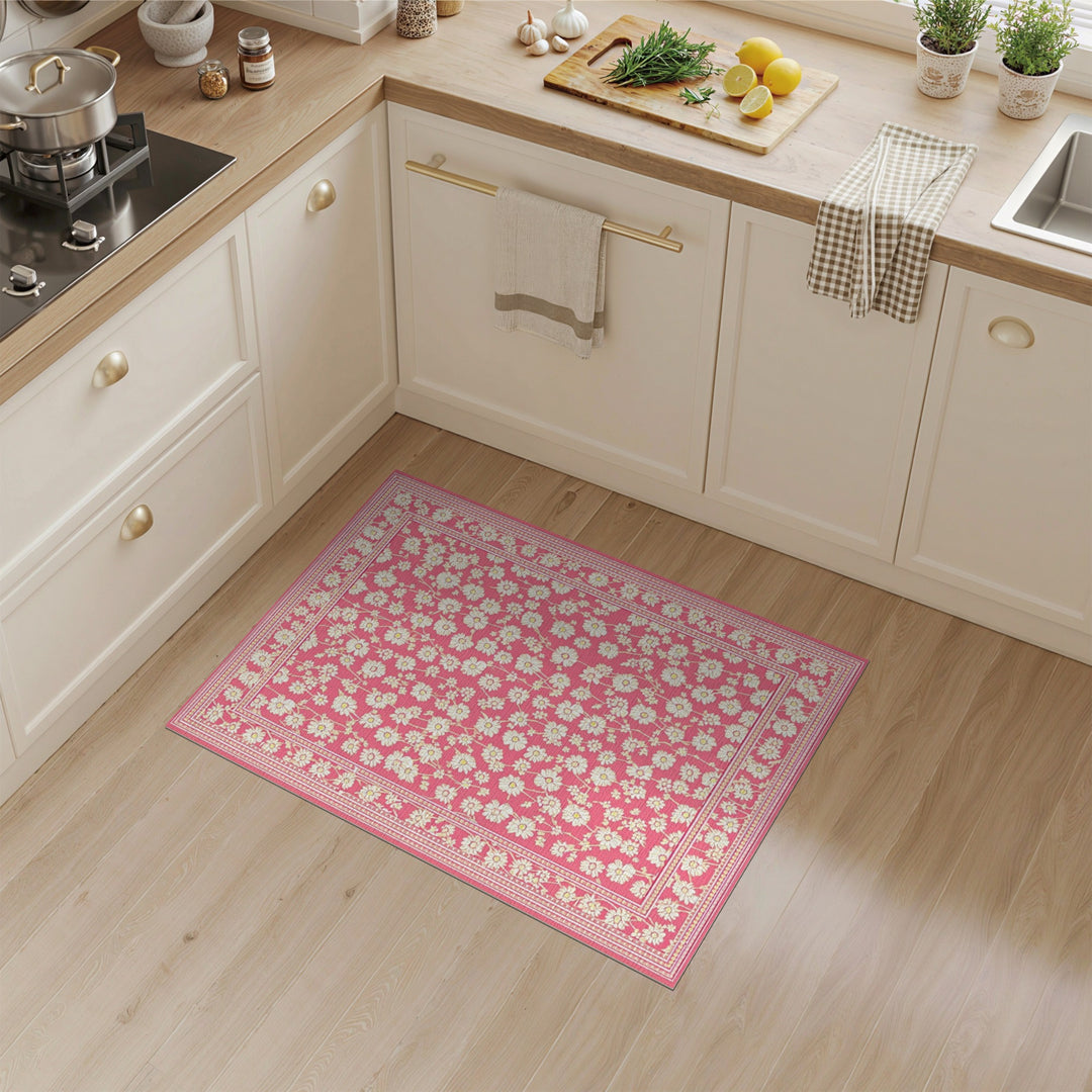 Daisy Pink Daisy Floral Vintage Area Rug