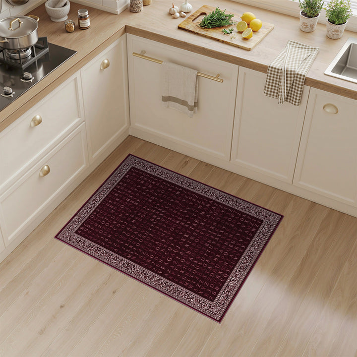 Red Alphabet Vintage Area Rug