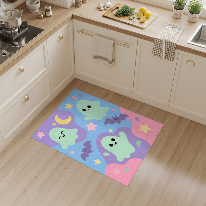 Cute Ghost Bat Pastel Kids Area Rug