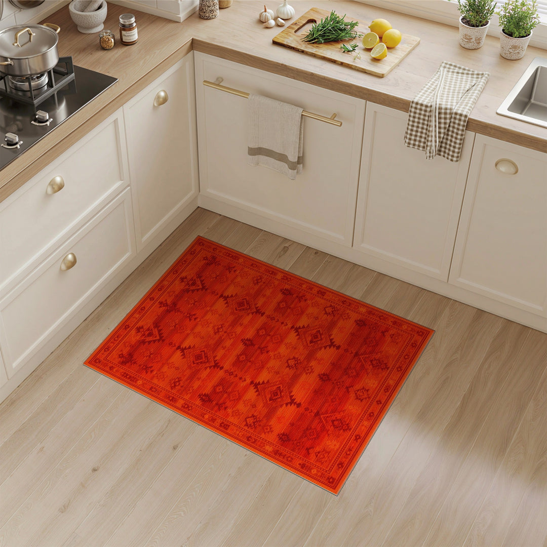 Southwestern Vibrant Red Southwestern Geometric Area Rug