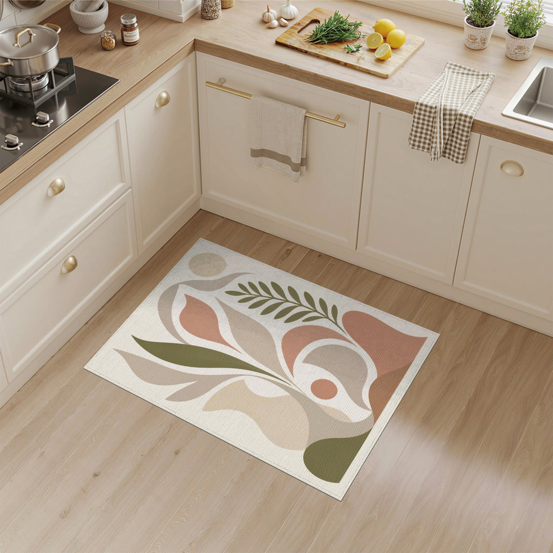 Beige Abstract Botanical Area Rug