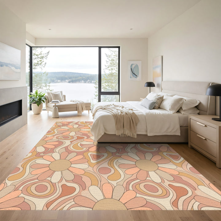 Retro Groovy Floral Swirls Rug