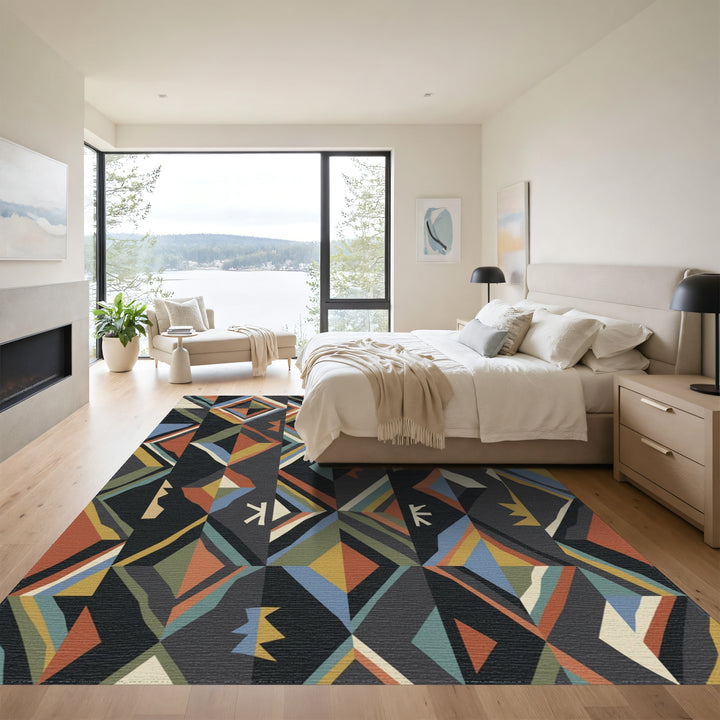 Earthy Tone Geometric Diamond Stripe Rug
