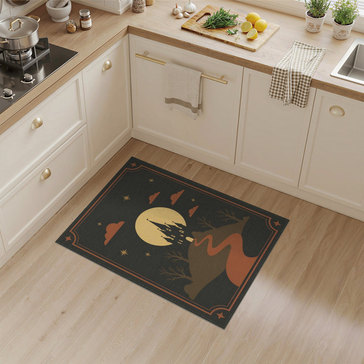 Moonlit Castle Silhouette Area Rug