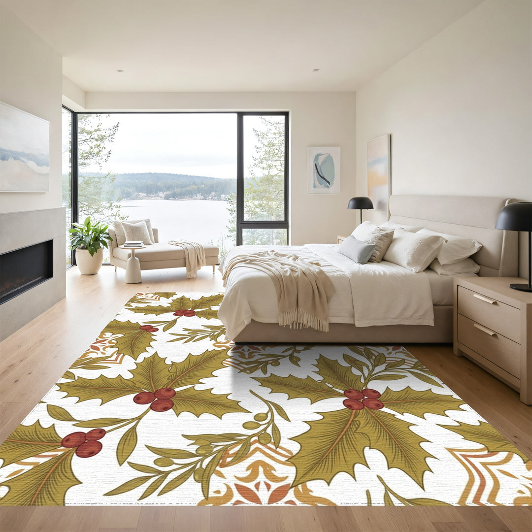 Olive Holly with Terracotta Tile Accent Rug