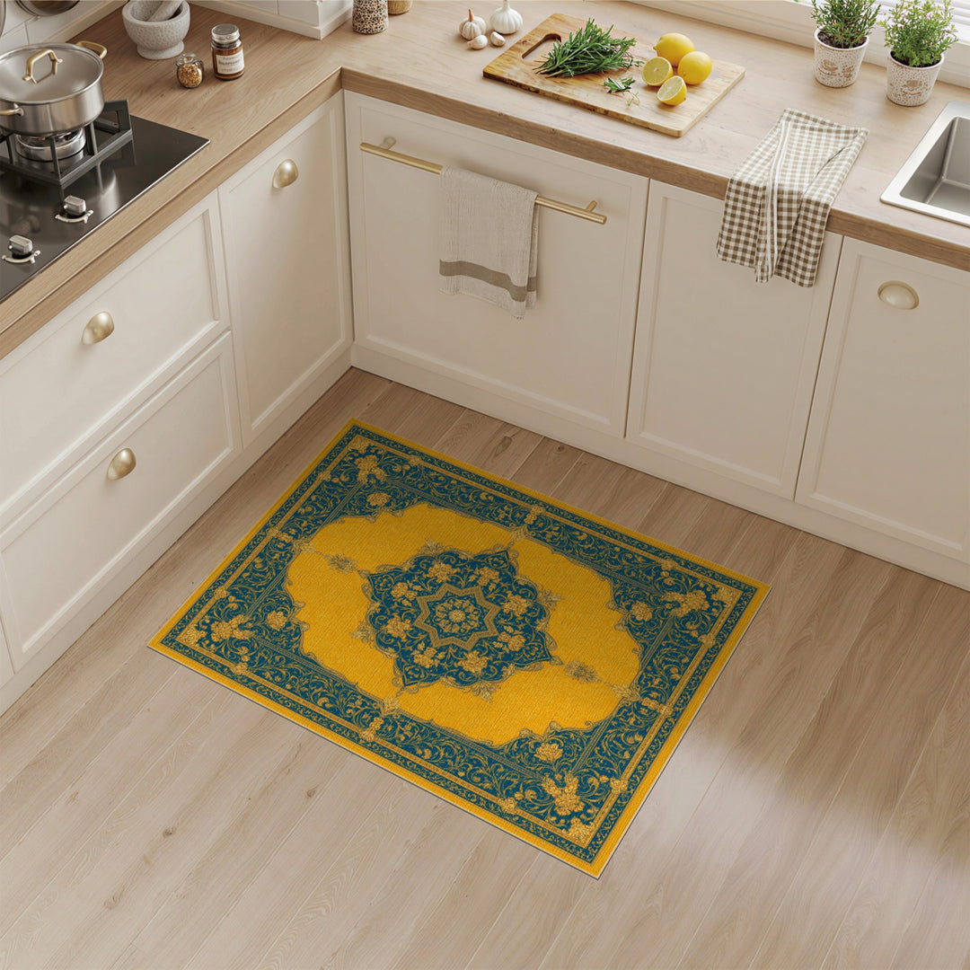 ODIKA Yellow Persian Medallion Area Rug