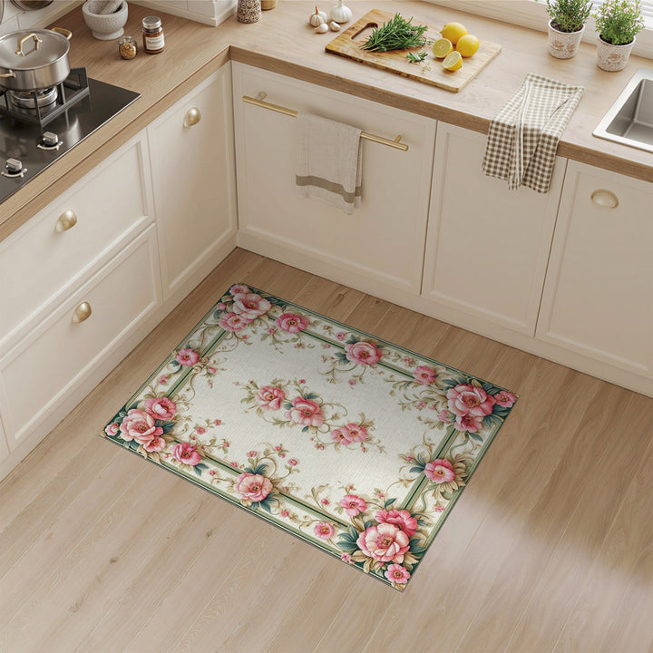 Pink Vintage Floral Area Rug