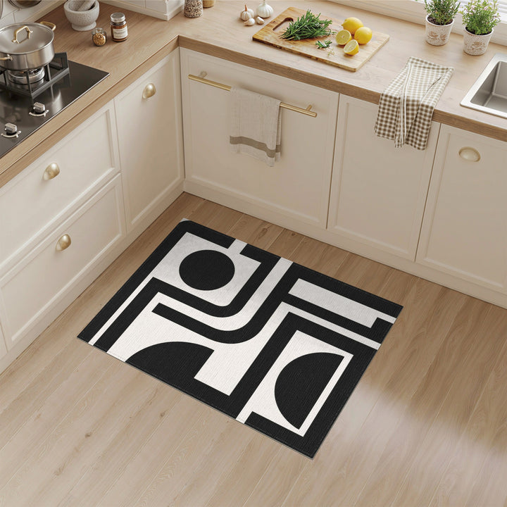 Black White Geometric Modern Area Rug