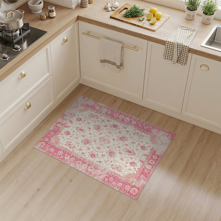 Pink Floral Vintage Area Rug