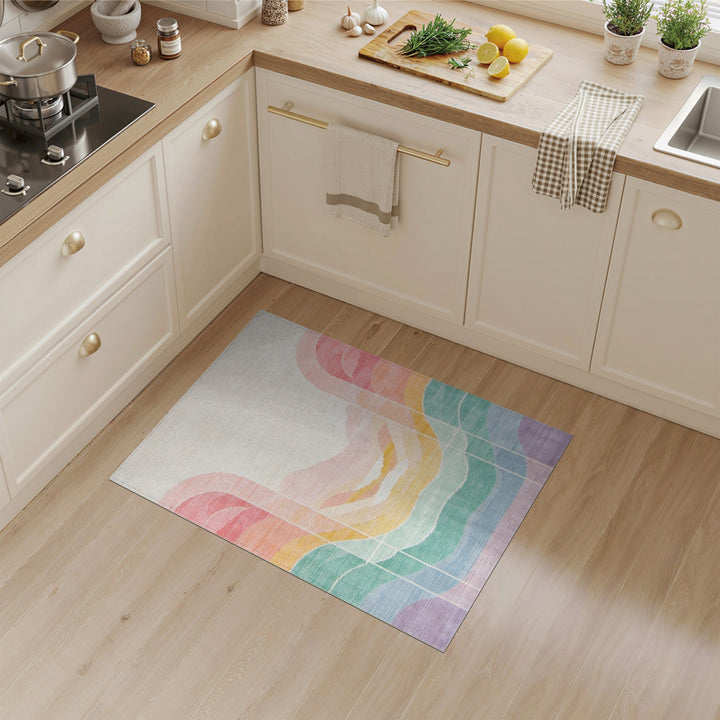 Multi-color and Patterns Vibrant Rainbow Wave Area Rug