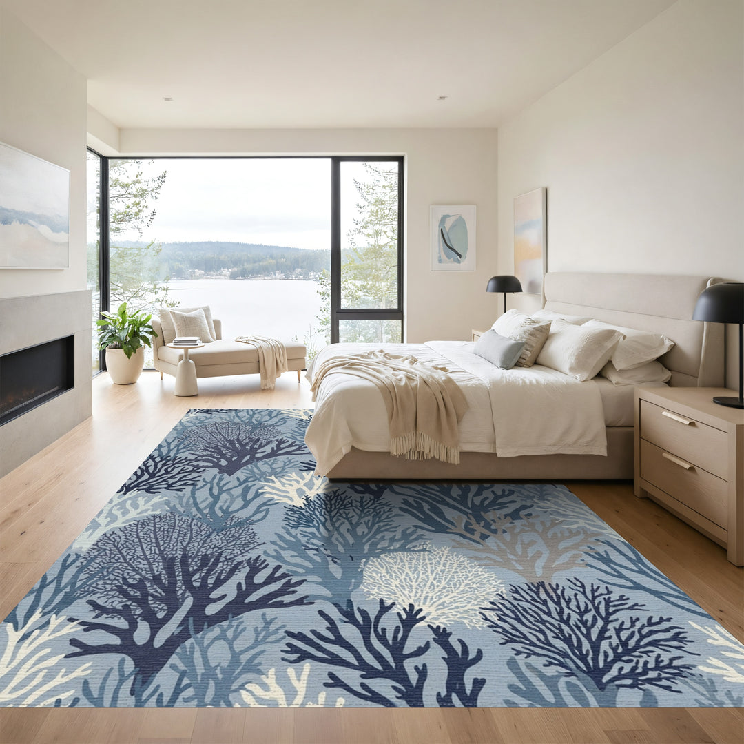 Deep Blue Coral Reef Collection Rug