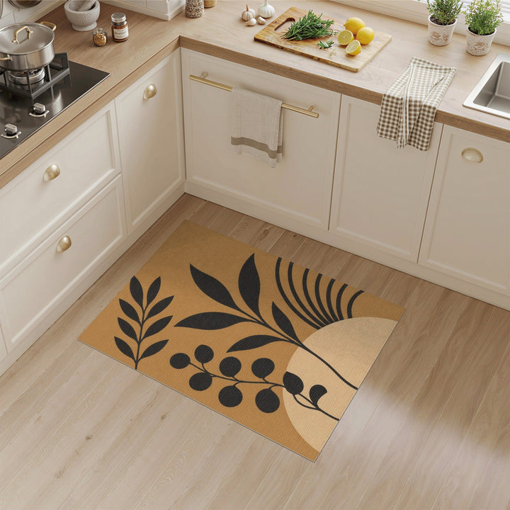 Abstract Brown Botanical Area Rug