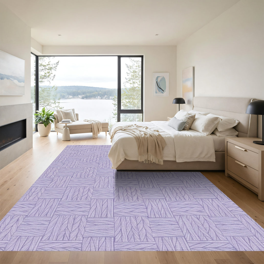 Lavender Woven Herringbone Geometric Rug