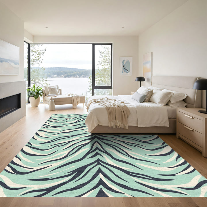 Mint Aqua Tiger Stripe Rug