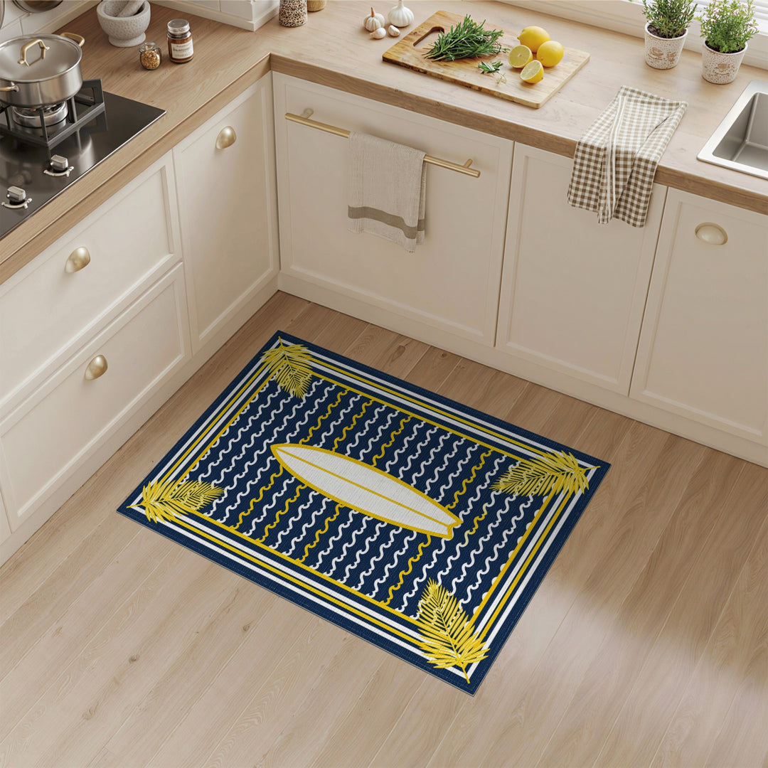 Coastal Surfboard Navy Area Rug