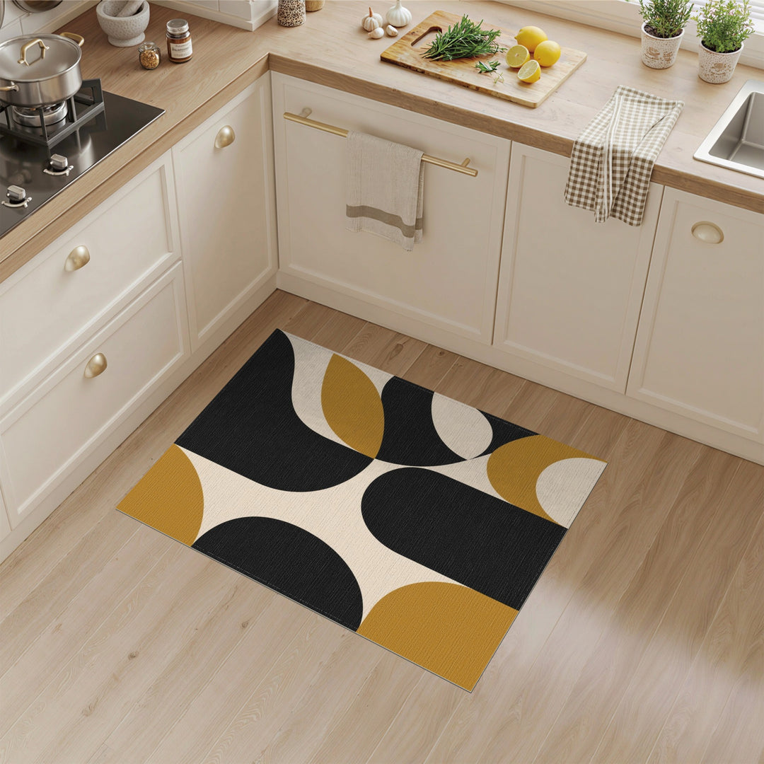 Beige and Neutral Bold Geometric Abstract Area Rug