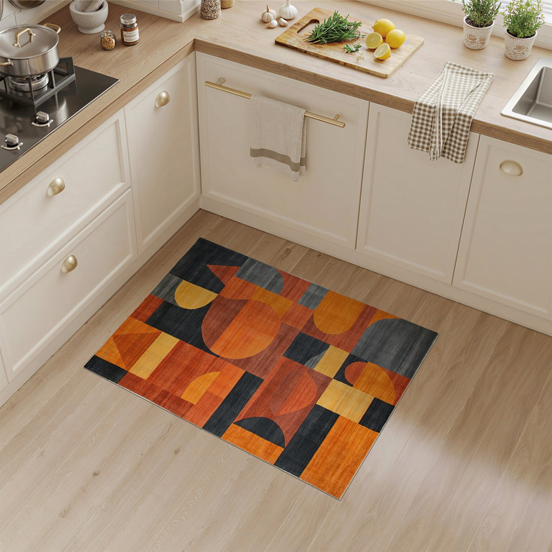 Bold Orange Bold Geometric Orange Area Rug