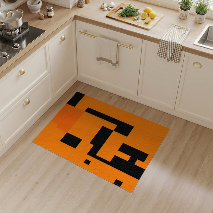 Orange Geometric Modern Area Rug