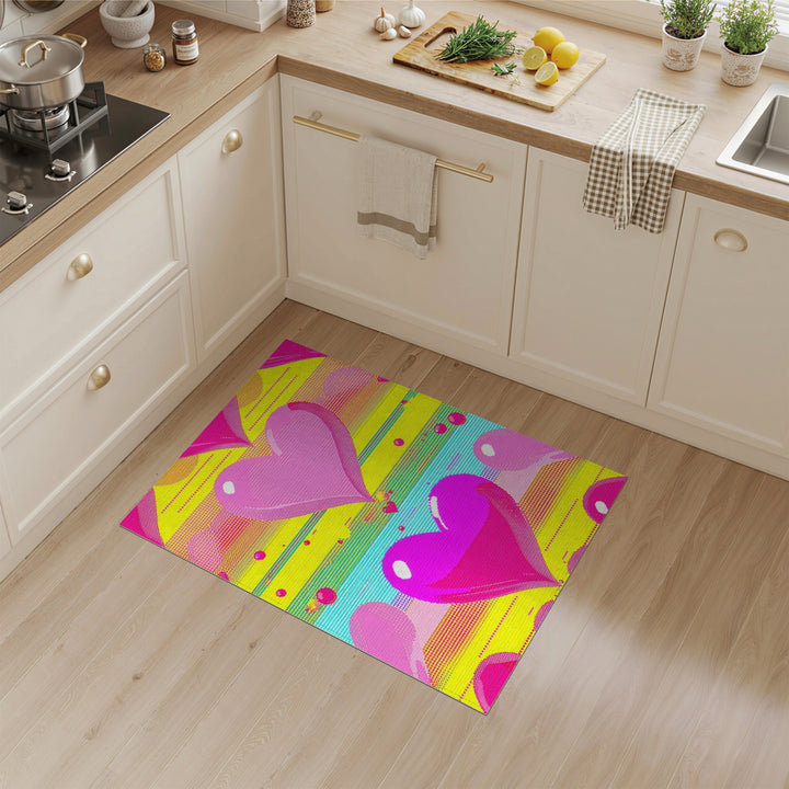 Vibrant Pink Hearts Area Rug
