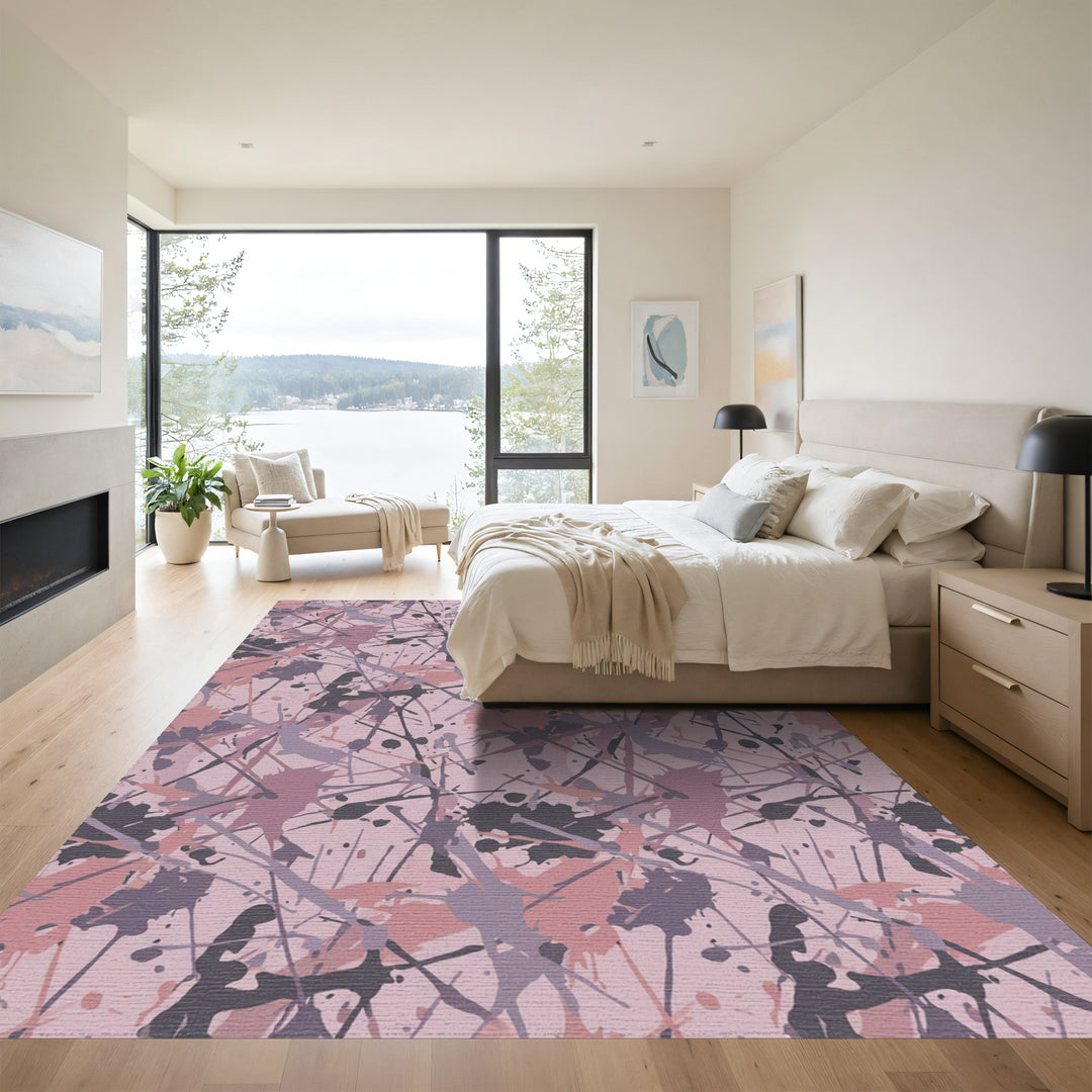 Mauve Gray Splatter Abstract Rug