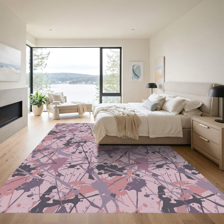 Mauve Gray Splatter Abstract Rug