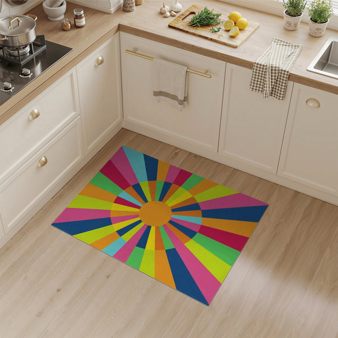 Vivid Multi-Color Radial Burst Area Rug