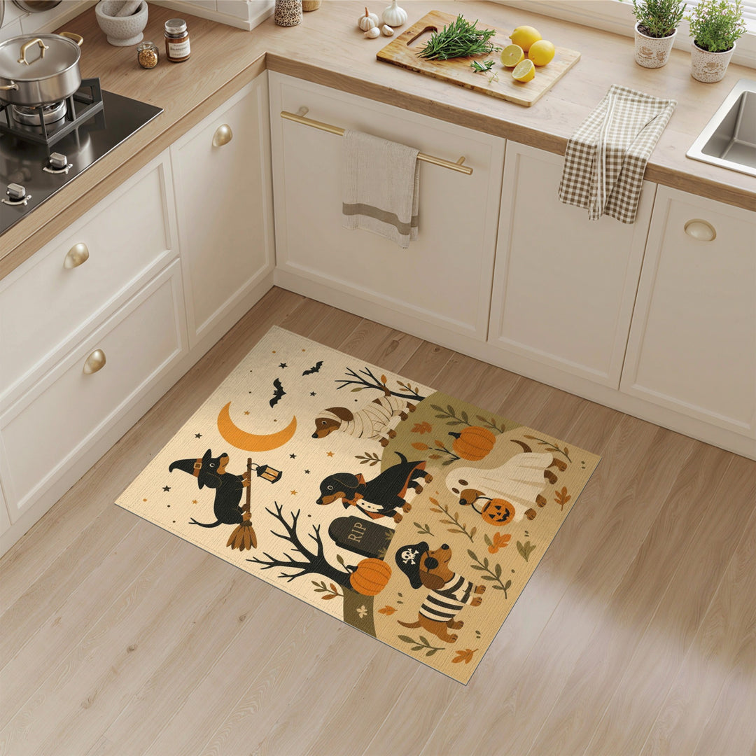 Whimsical Halloween Dachshund Area Rug