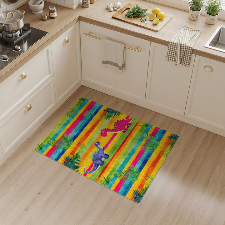 Dinosaur Friends Rainbow Kids Area Rug