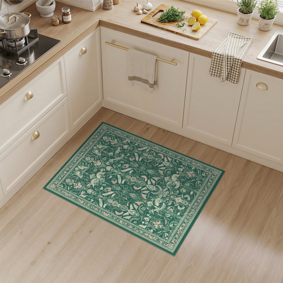 Floral Green Floral Persian Area Rug