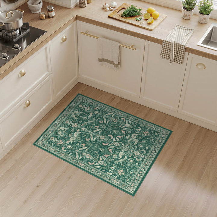 Floral Green Floral Persian Area Rug